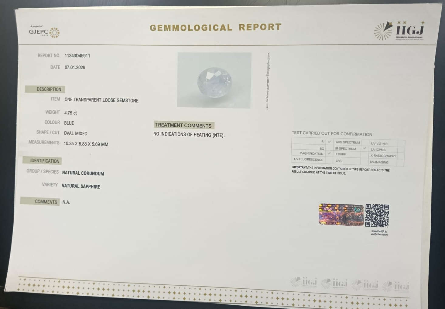 BSP15338 2 BLUE SAPPHIRE 4.75 Ct.