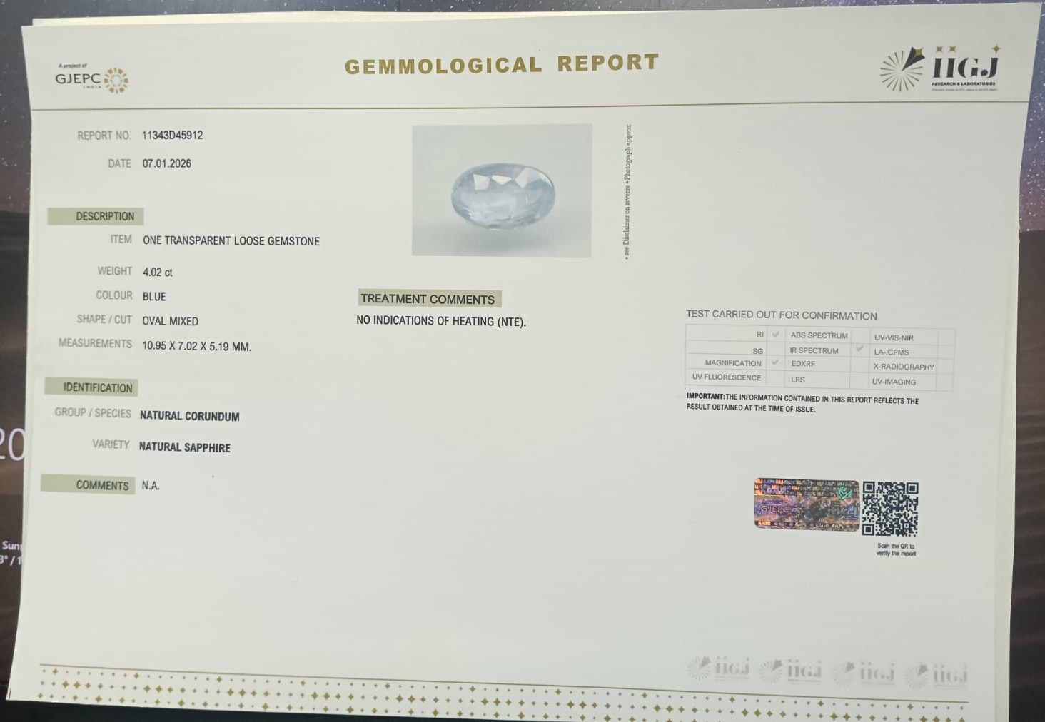 BSP15339 2 BLUE SAPPHIRE 4.02 Ct.