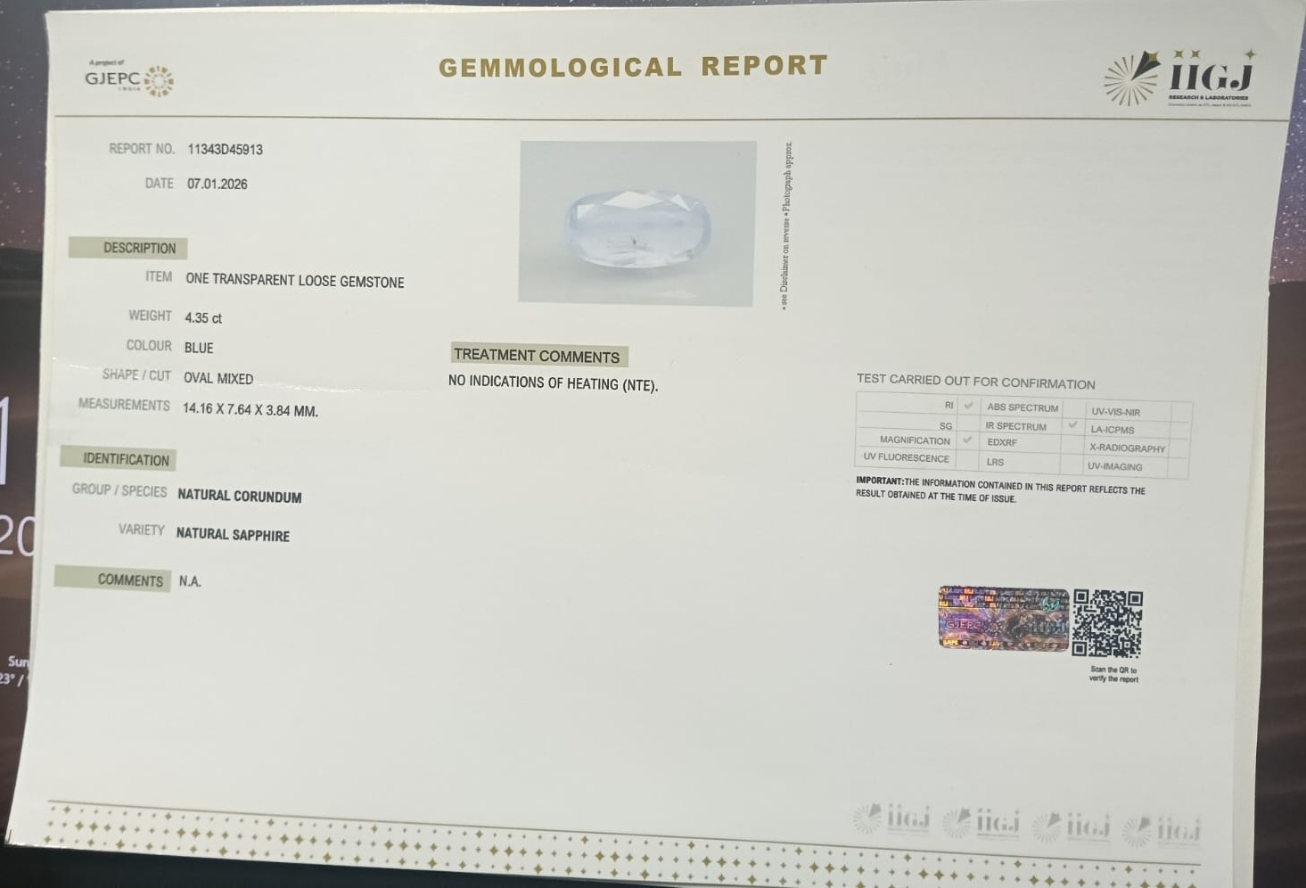 BSP15340 2 BLUE SAPPHIRE 4.35 Ct.