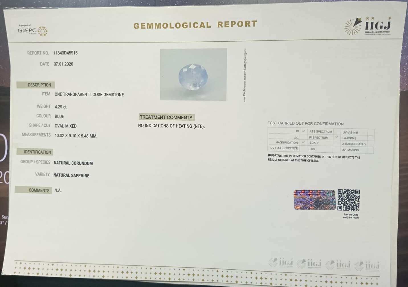 BSP15342 2 BLUE SAPPHIRE 4.29 Ct.