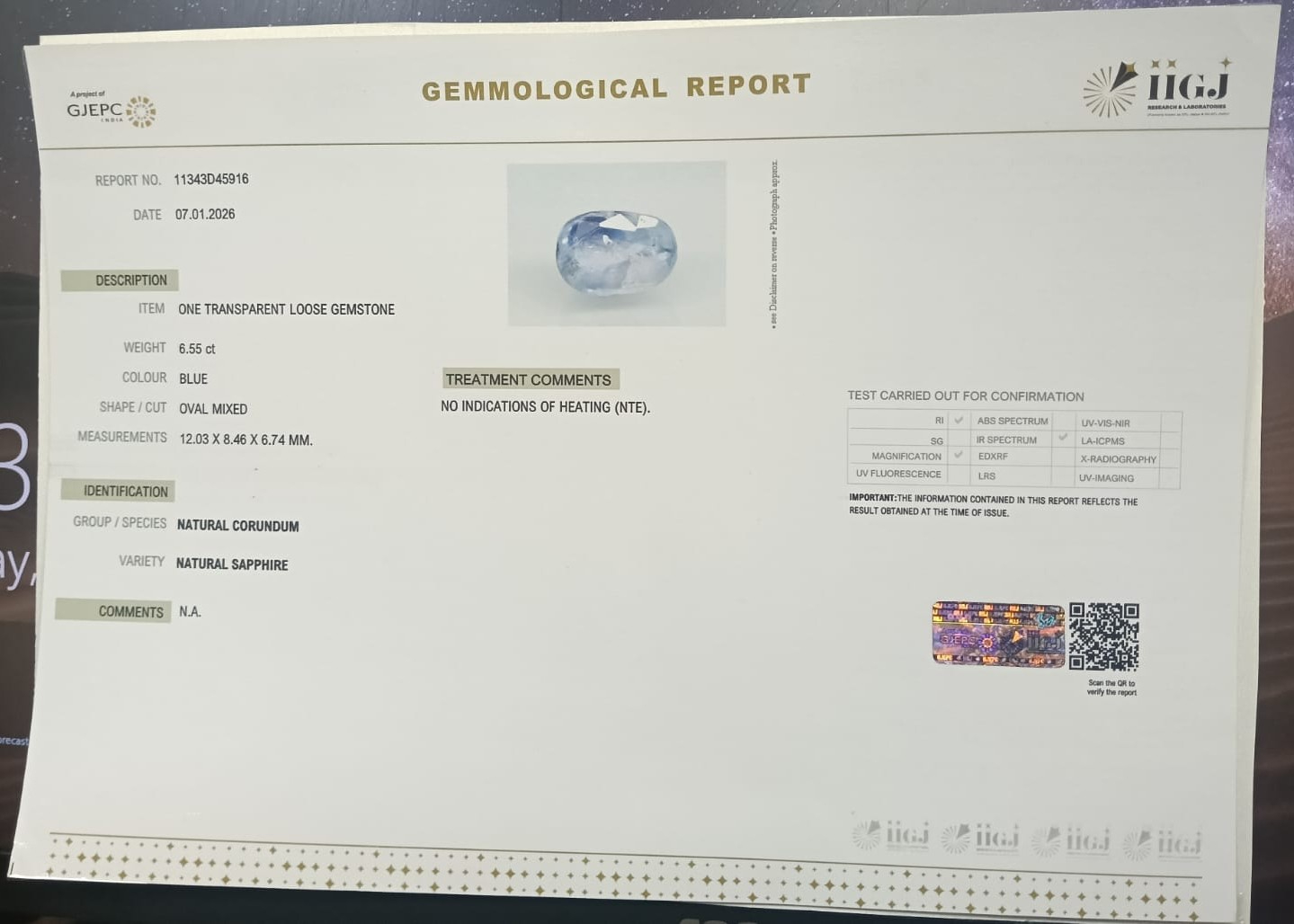 BSP15343 2 BLUE SAPPHIRE 6.55 Ct.