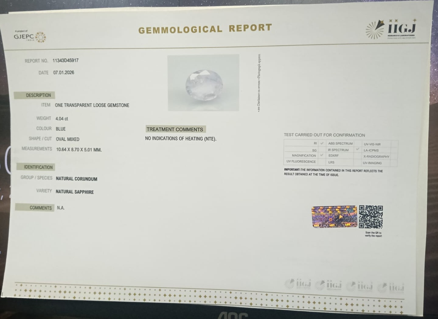 BSP15344 2 BLUE SAPPHIRE 4.04 Ct.