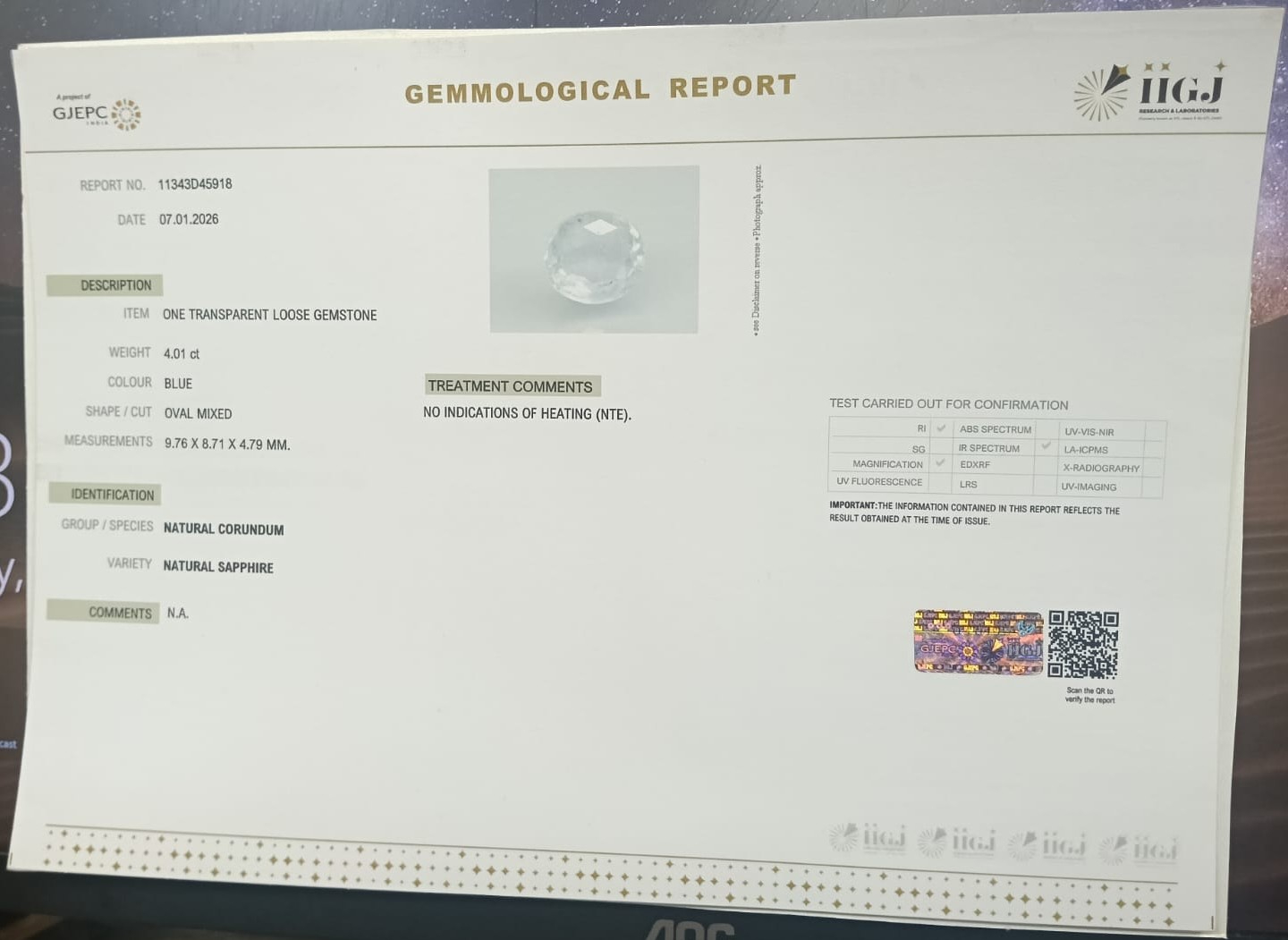 BSP15345 2 BLUE SAPPHIRE 4.01 Ct.