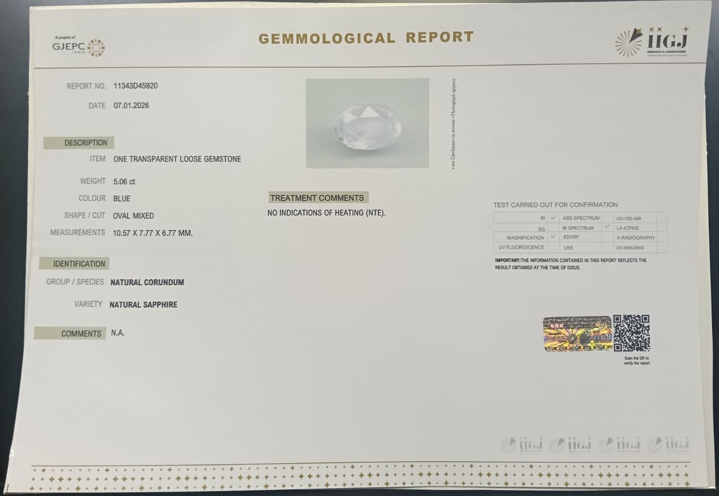 BSP15346 2 BLUE SAPPHIRE 5.06 Ct.