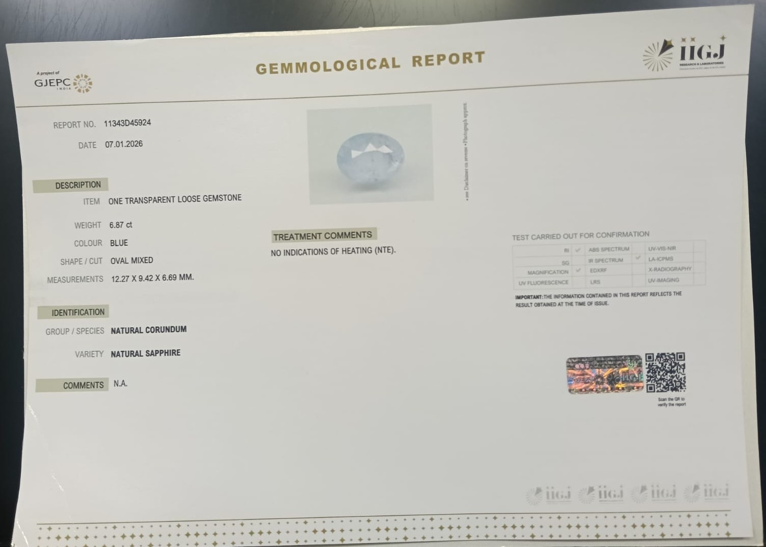 BSP15347 2 BLUE SAPPHIRE 6.87 Ct.