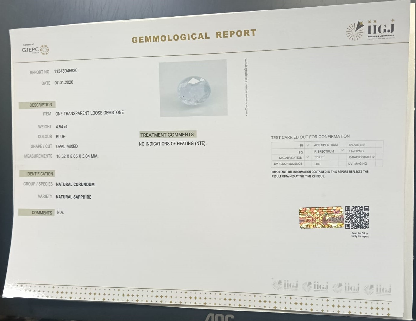 BSP15352 2 BLUE SAPPHIRE 4.54 Ct.