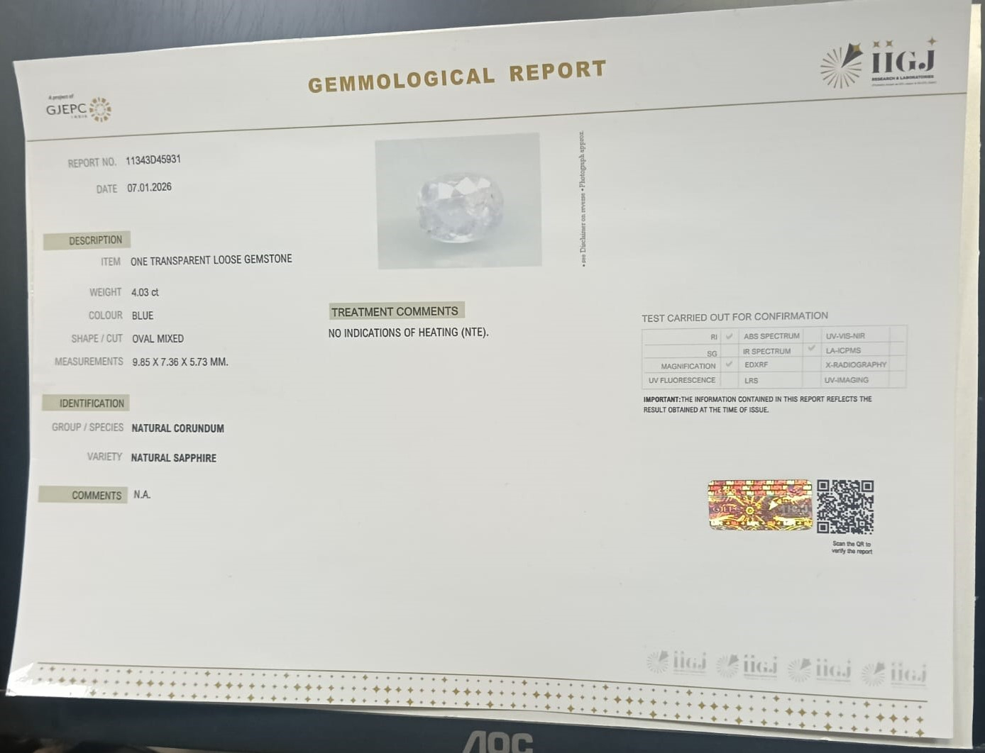 BSP15353 2 BLUE SAPPHIRE 4.03 Ct.