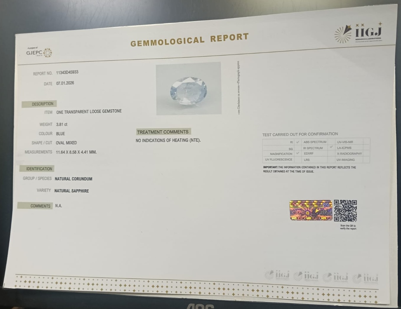 BSP15355 2 BLUE SAPPHIRE 3.81 Ct.