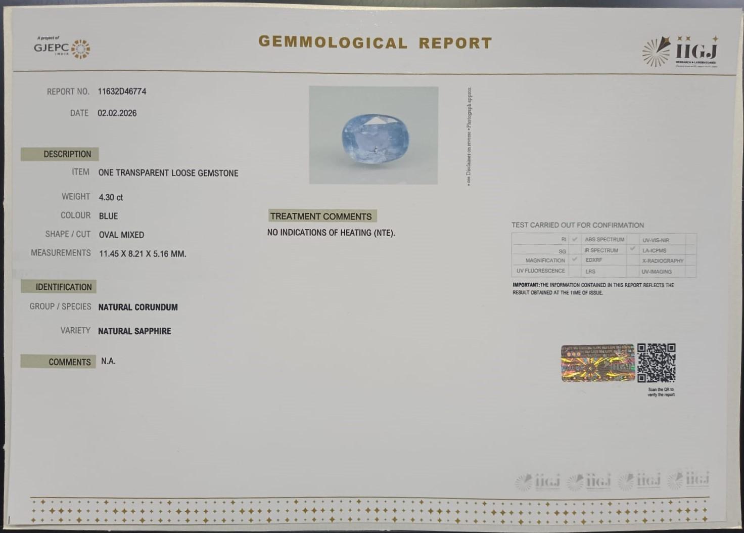 BSP15374 2 BLUE SAPPHIRE 4.3 Ct.