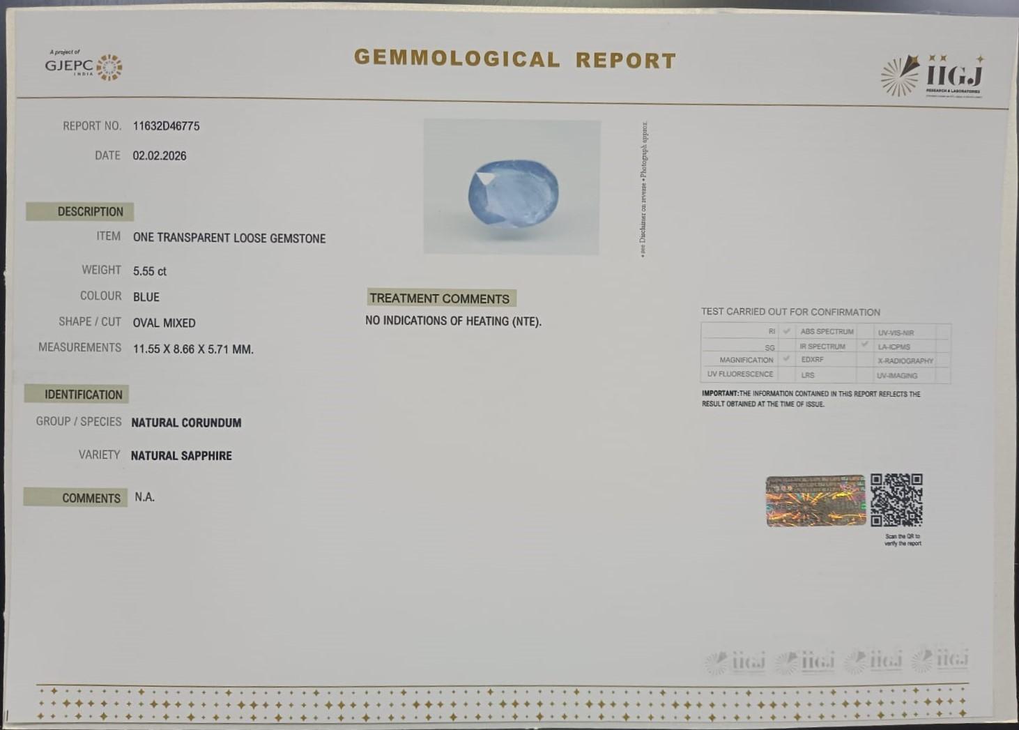 BSP15375 2 BLUE SAPPHIRE 5.55 Ct.