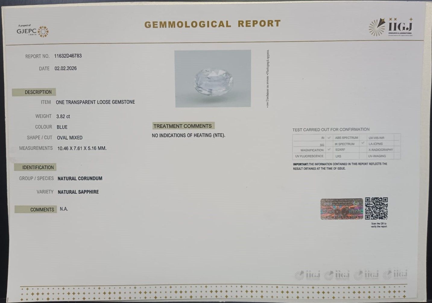 BSP15378 2 BLUE SAPPHIRE 3.82 Ct.