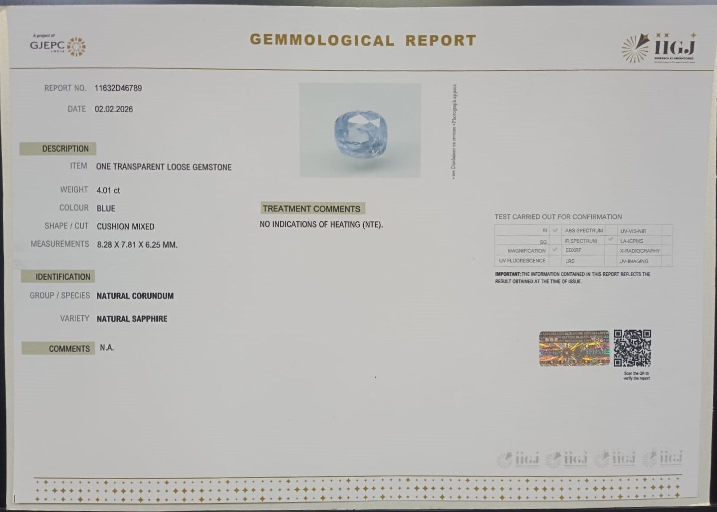 BSP15380 2 BLUE SAPPHIRE 4.01 Ct.