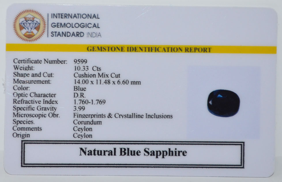 BSP15386 2 BLUE SAPPHIRE 10.33 Ct.