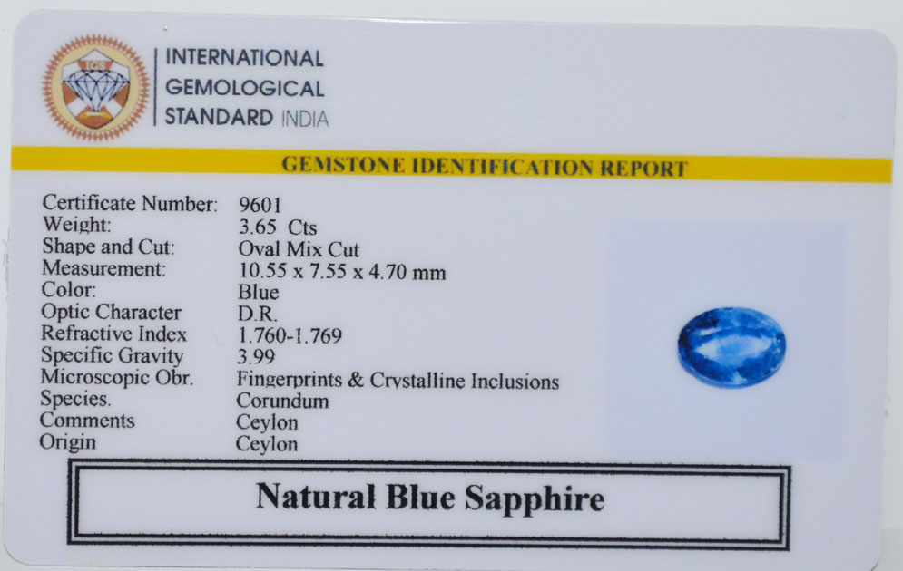 BLUE SAPPHIRE 3.65 Ct. 3 BSP15387 2 BLUE SAPPHIRE 3.65 Ct.