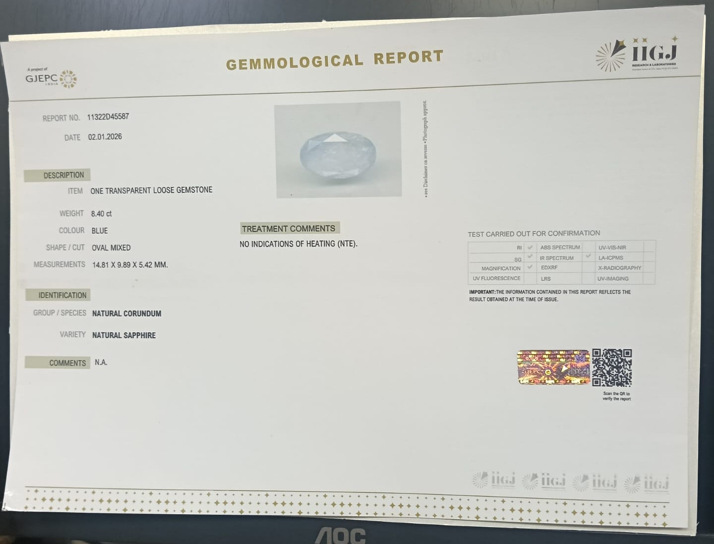 BSPG14877 2 BLUE SAPPHIRE 8.4 Ct.