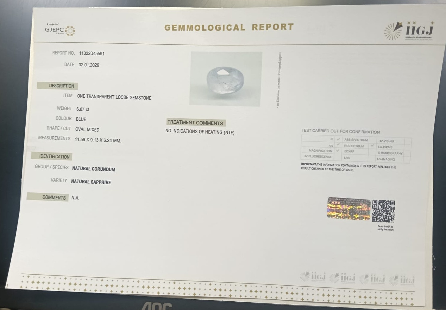 BSPG14878 2 BLUE SAPPHIRE 6.87 Ct.