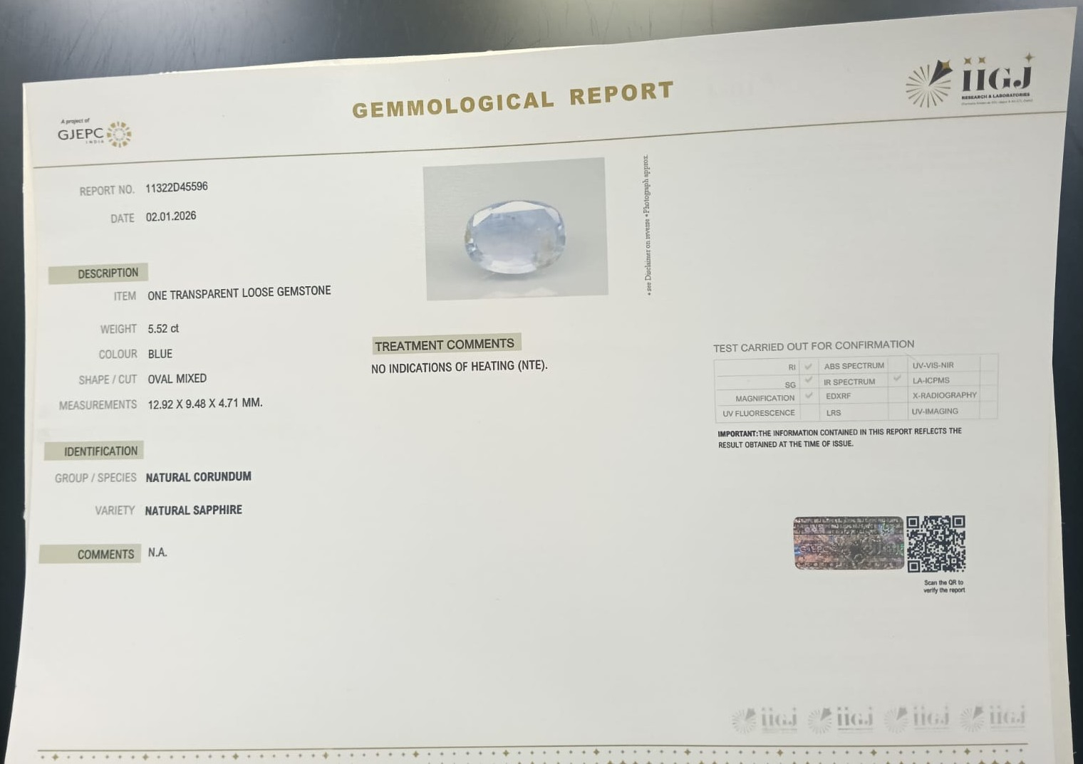 BSPG14881 2 BLUE SAPPHIRE 5.52 Ct.