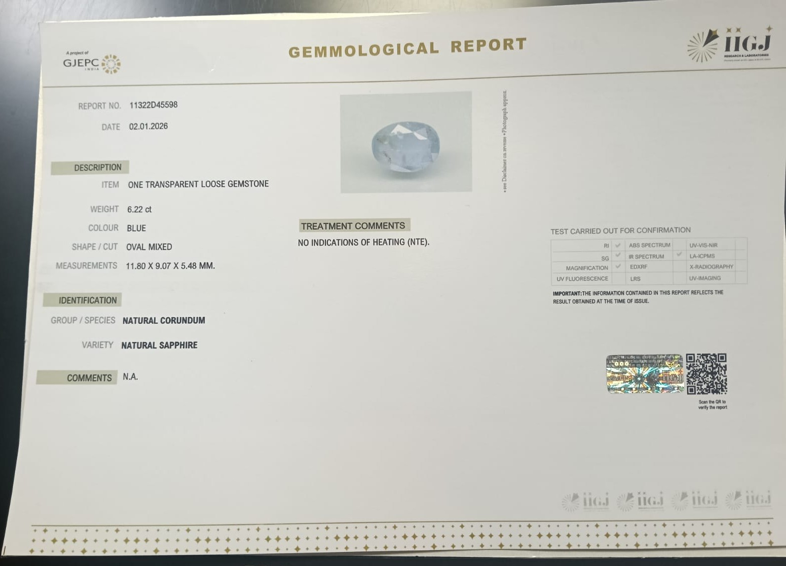 BSPG14883 2 BLUE SAPPHIRE 6.22 Ct.