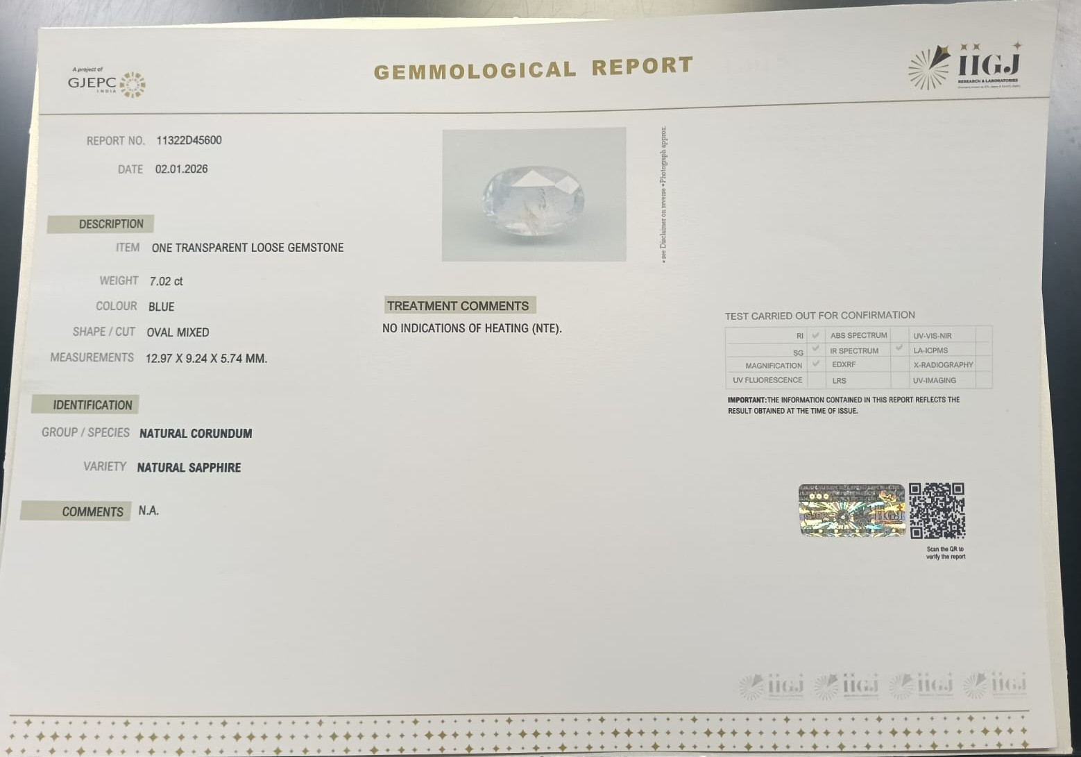 BSPG14885 2 BLUE SAPPHIRE 7.02 Ct.