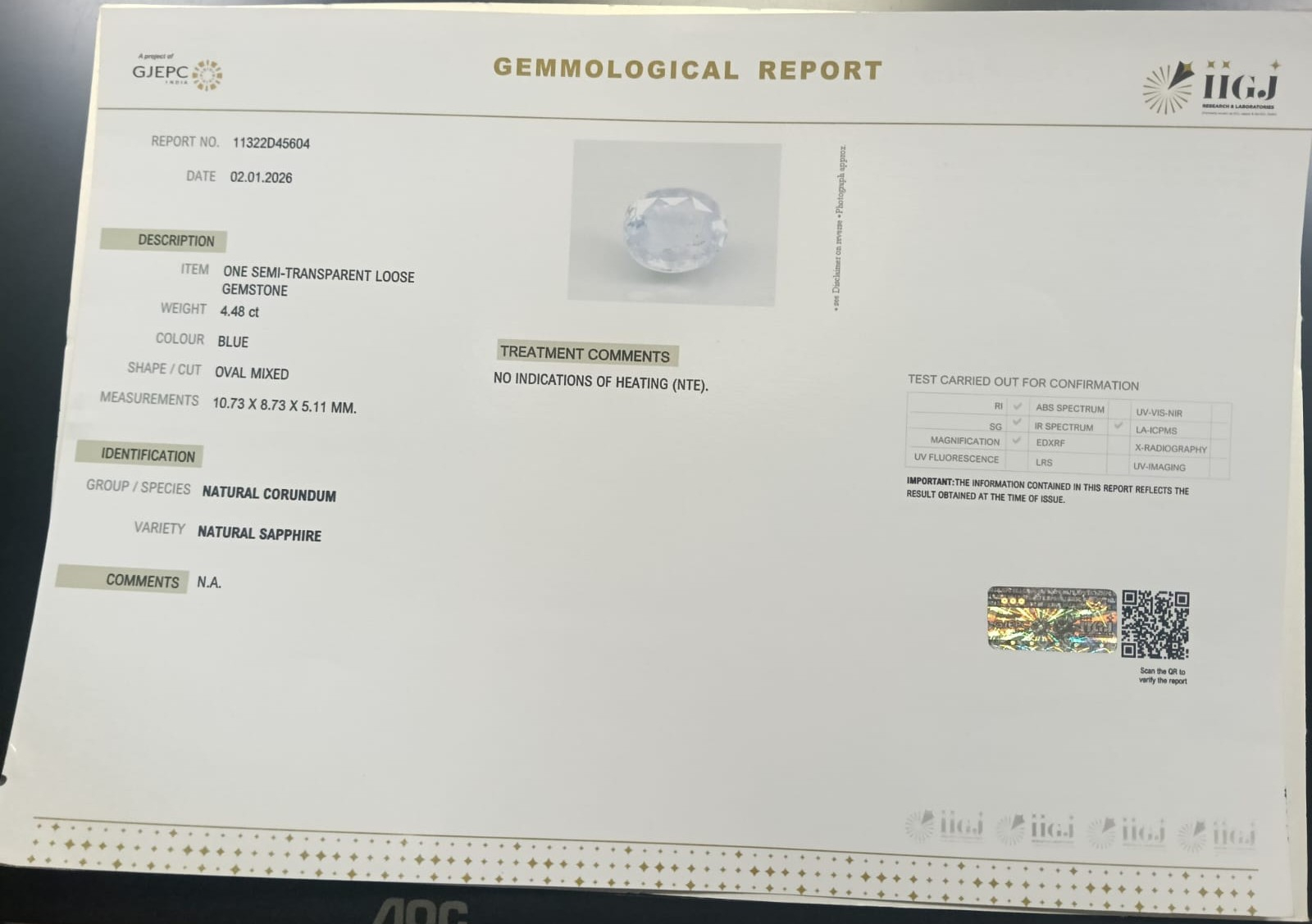 BSPG14888 2 BLUE SAPPHIRE 4.48 Ct.