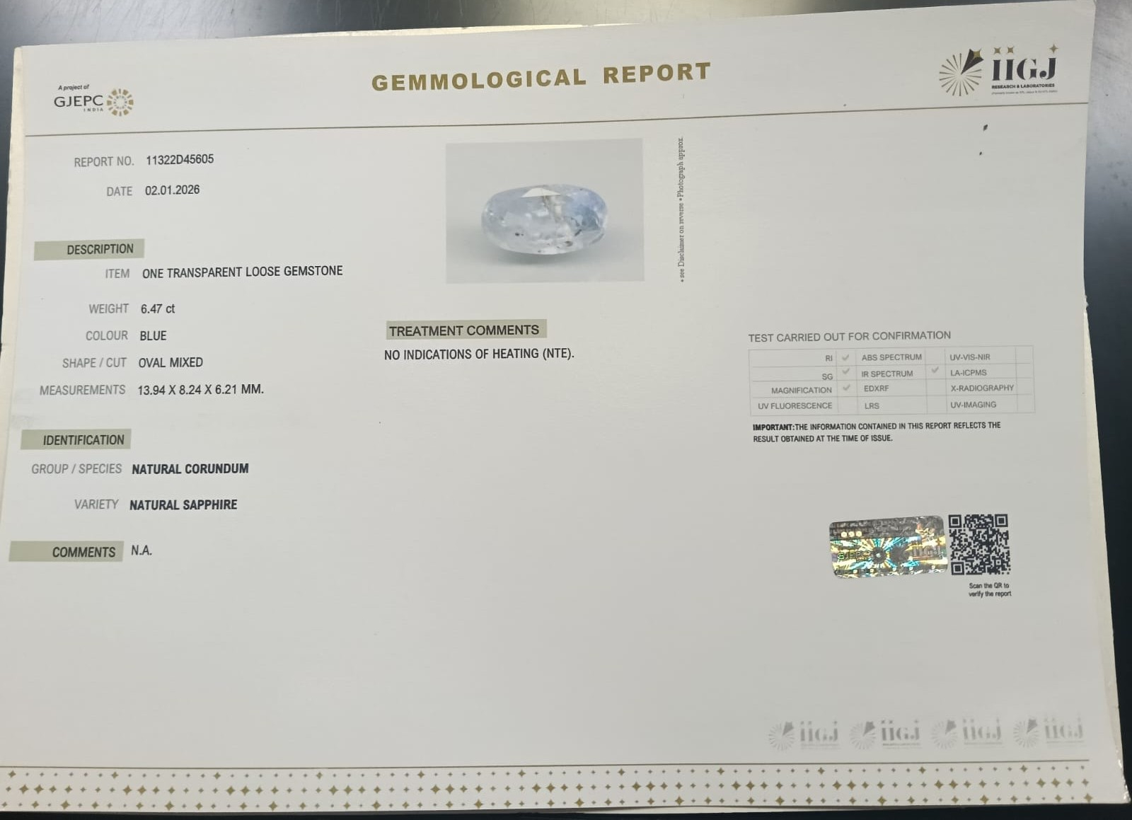 BSPG14889 2 BLUE SAPPHIRE 6.47 Ct.