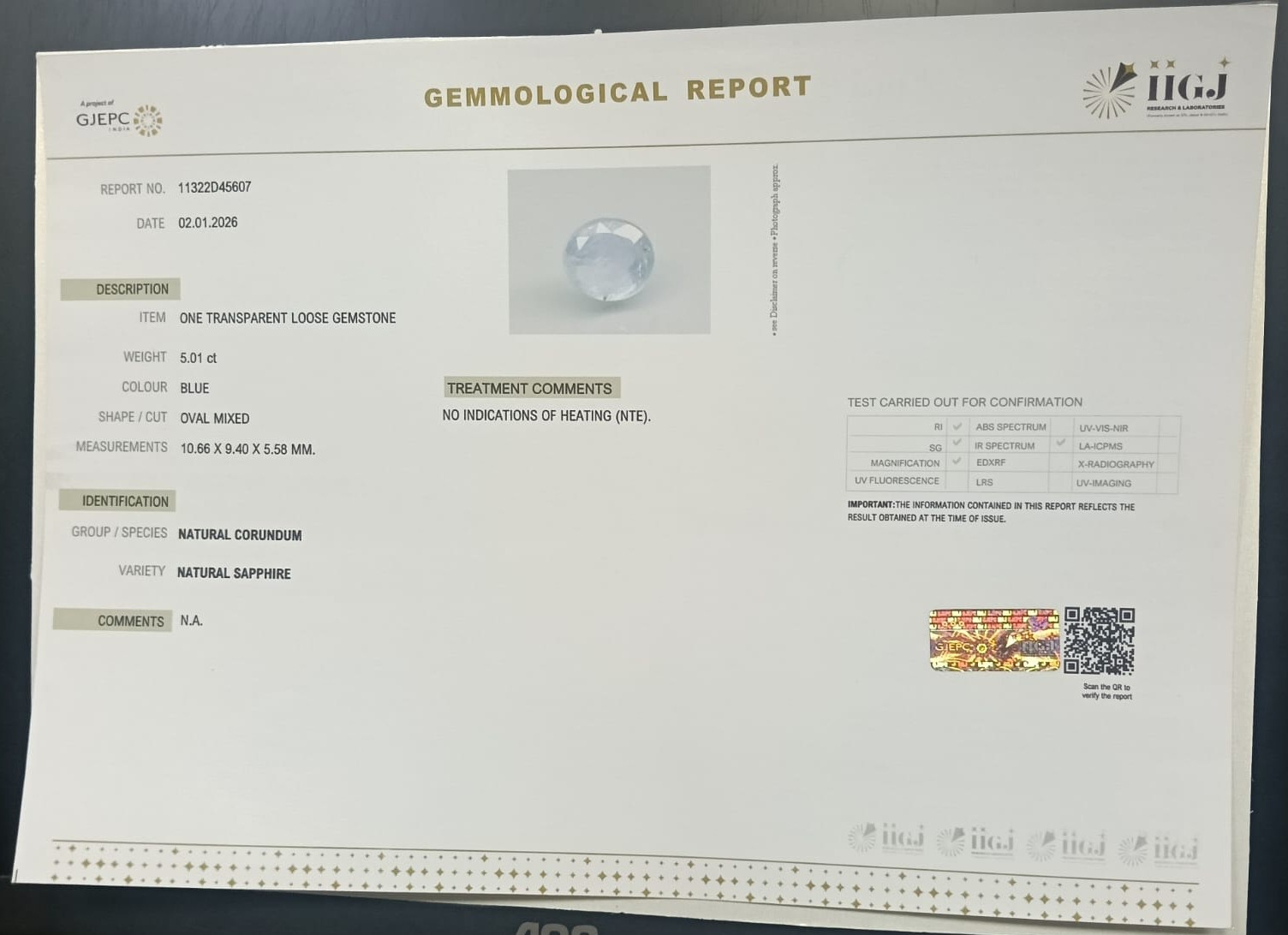 BSPG14891 2 BLUE SAPPHIRE 5.01 Ct.