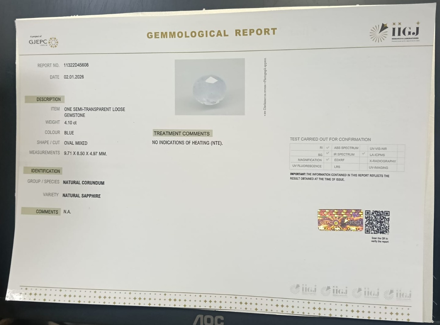 BSPG14892 2 BLUE SAPPHIRE 4.1 Ct.