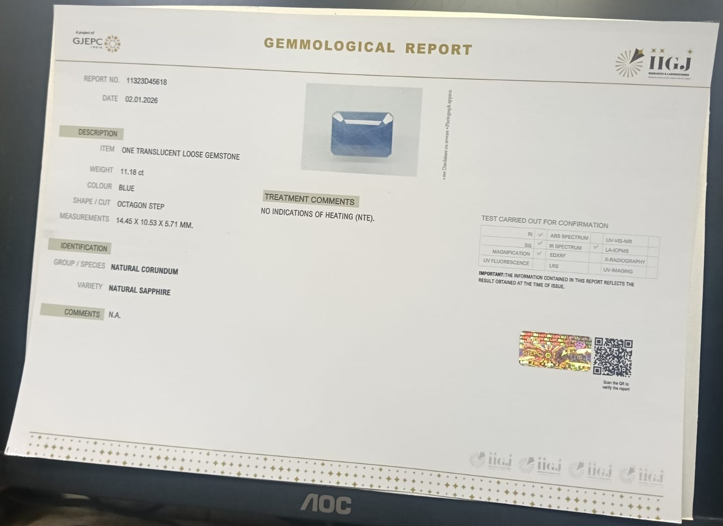 BSPG14894 2 BLUE SAPPHIRE 11.18 Ct.