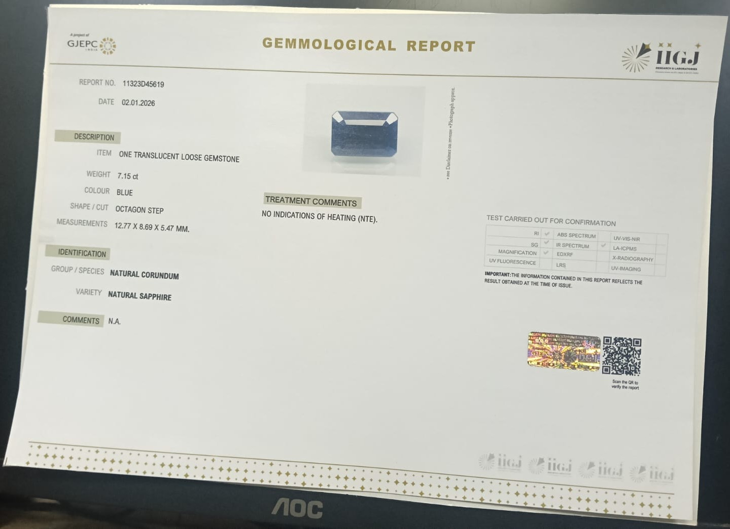 BSPG14895 2 BLUE SAPPHIRE 7.15 Ct.