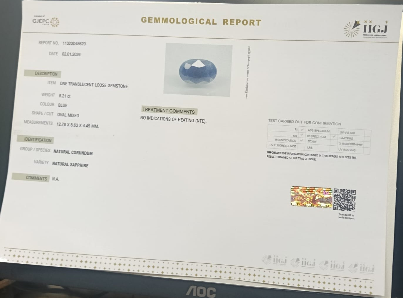 BSPG14896 2 BLUE SAPPHIRE 5.21 Ct.