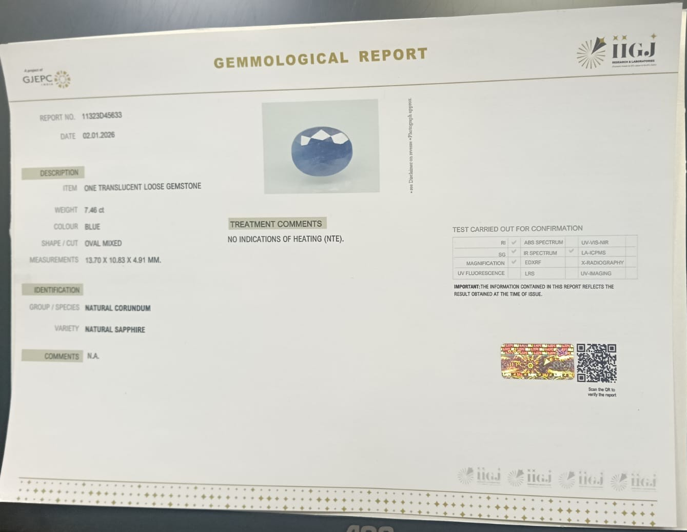 BSPG14899 2 BLUE SAPPHIRE 7.46 Ct.