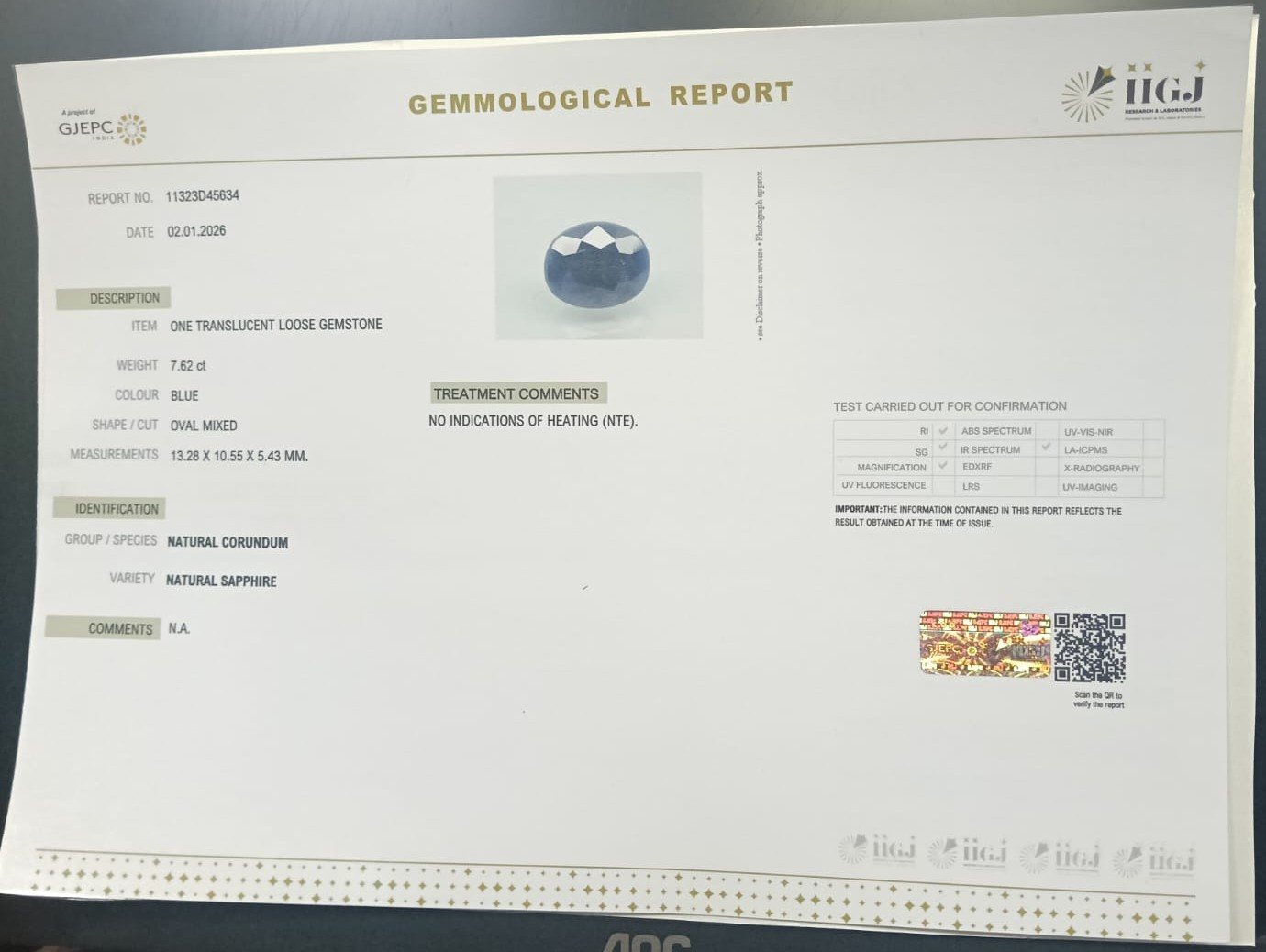 BSPG14900 2 BLUE SAPPHIRE 7.62 Ct.