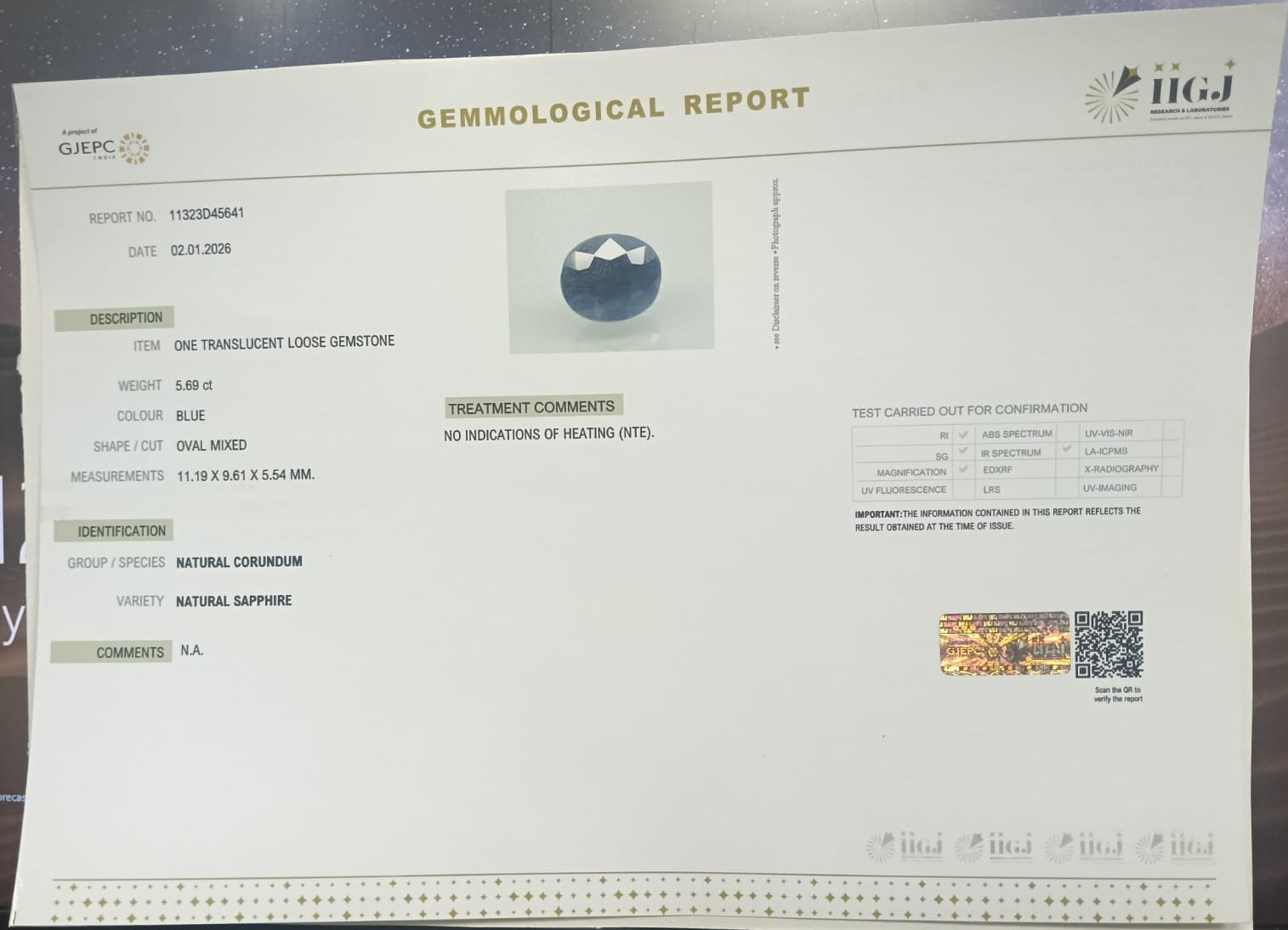 BSPG14902 2 BLUE SAPPHIRE 5.69 Ct.