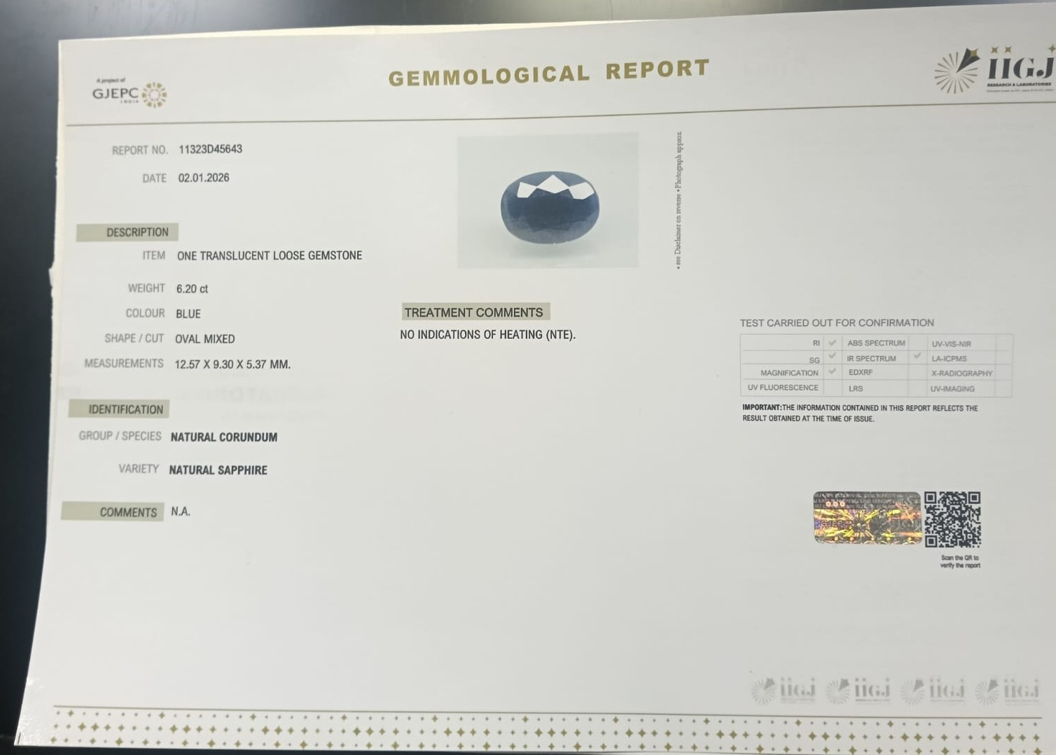 BSPG14903 2 BLUE SAPPHIRE 6.2 Ct.