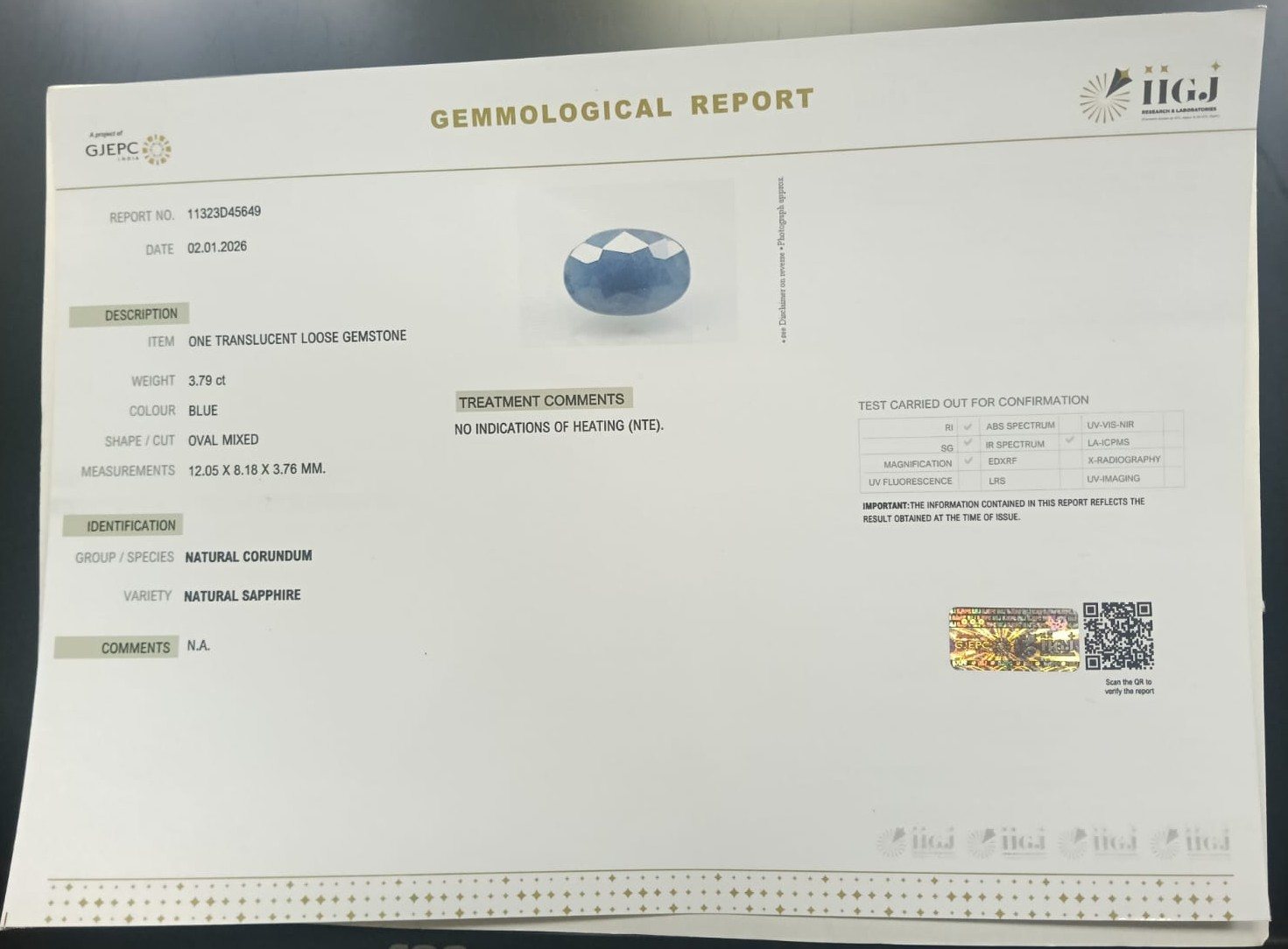 BSPG14905 2 BLUE SAPPHIRE 3.79 Ct.