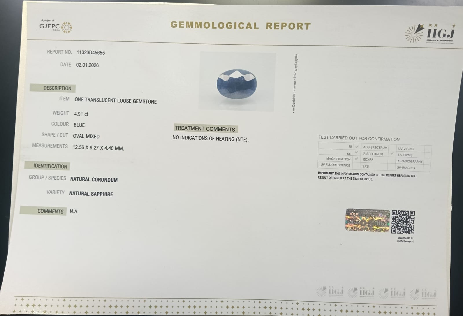 BSPG14906 2 BLUE SAPPHIRE 4.91 Ct.