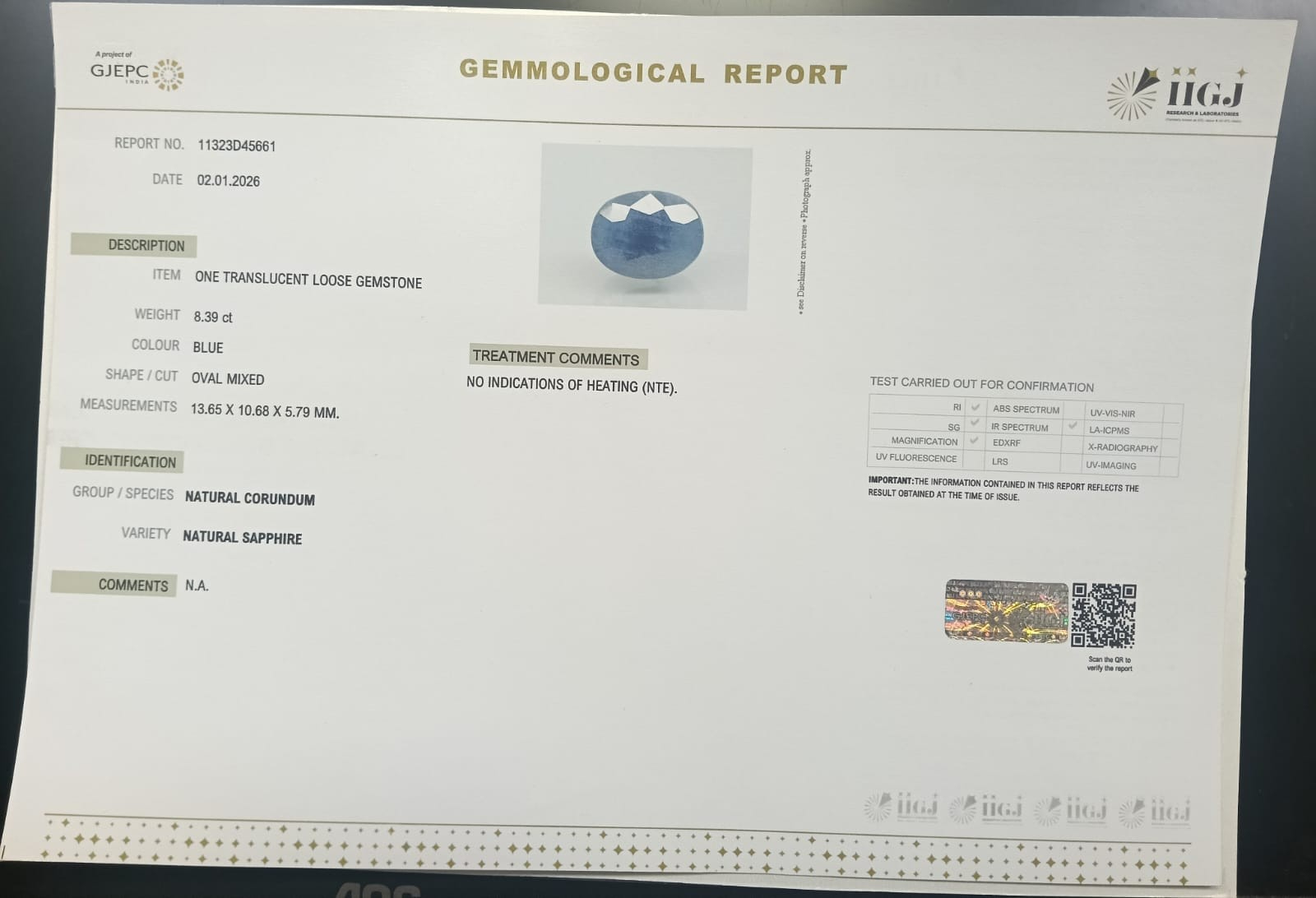 BSPG14907 2 BLUE SAPPHIRE 8.39 Ct.