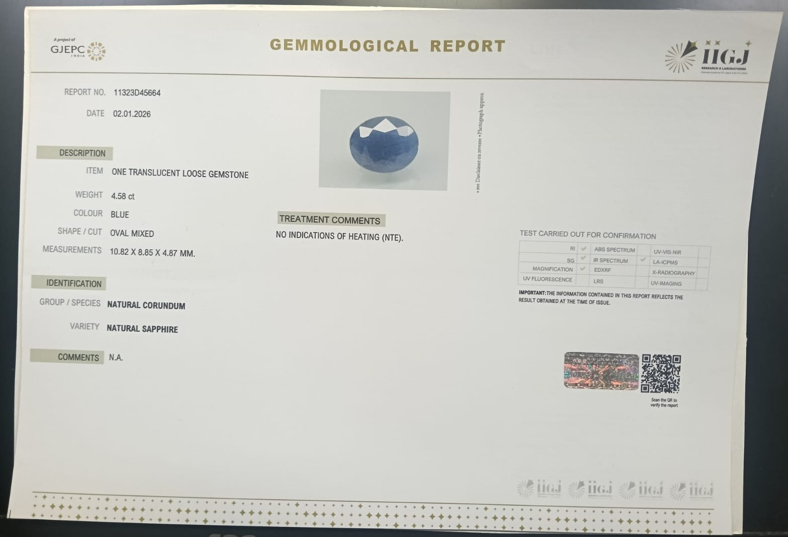 BSPG14909 2 BLUE SAPPHIRE 4.58 Ct.