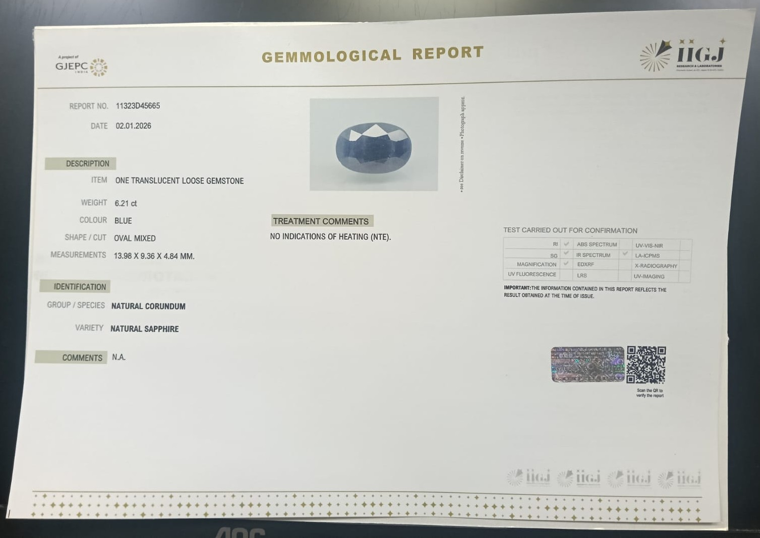 BSPG14910 2 BLUE SAPPHIRE 6.21 Ct.