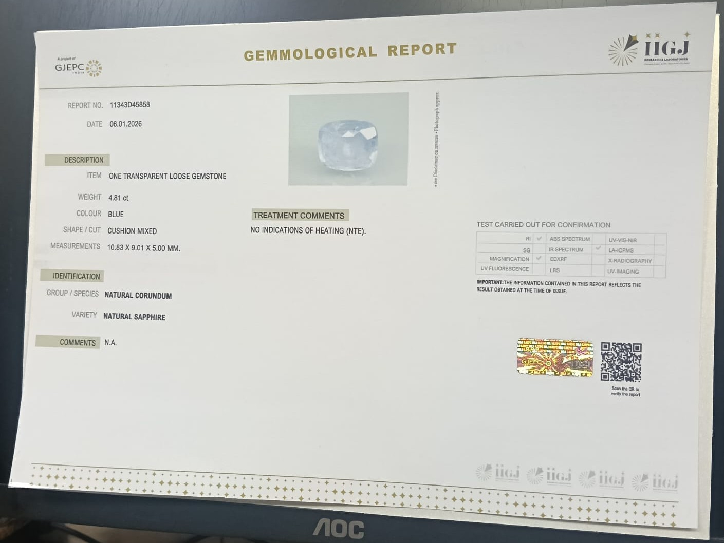 BSPG14912 2 BLUE SAPPHIRE 4.81 Ct.