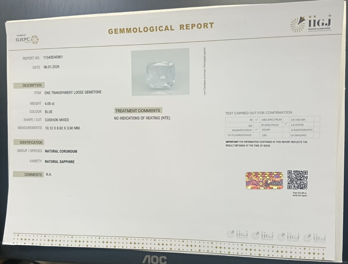 BSPG14913 2 BLUE SAPPHIRE 4.05 Ct.