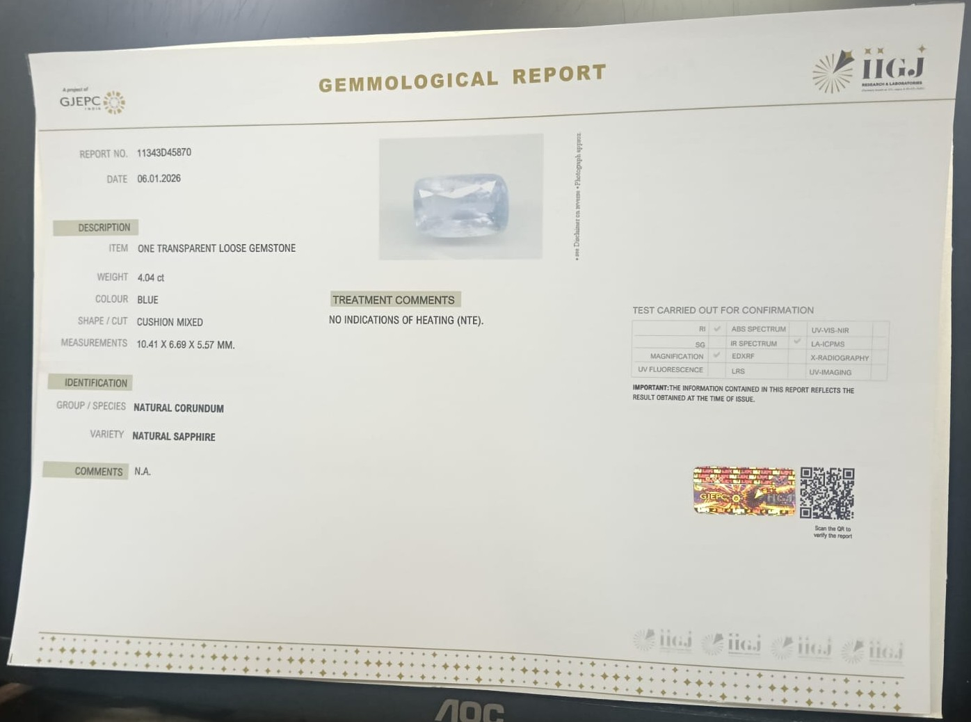 BSPG14914 2 BLUE SAPPHIRE 4.04 Ct.