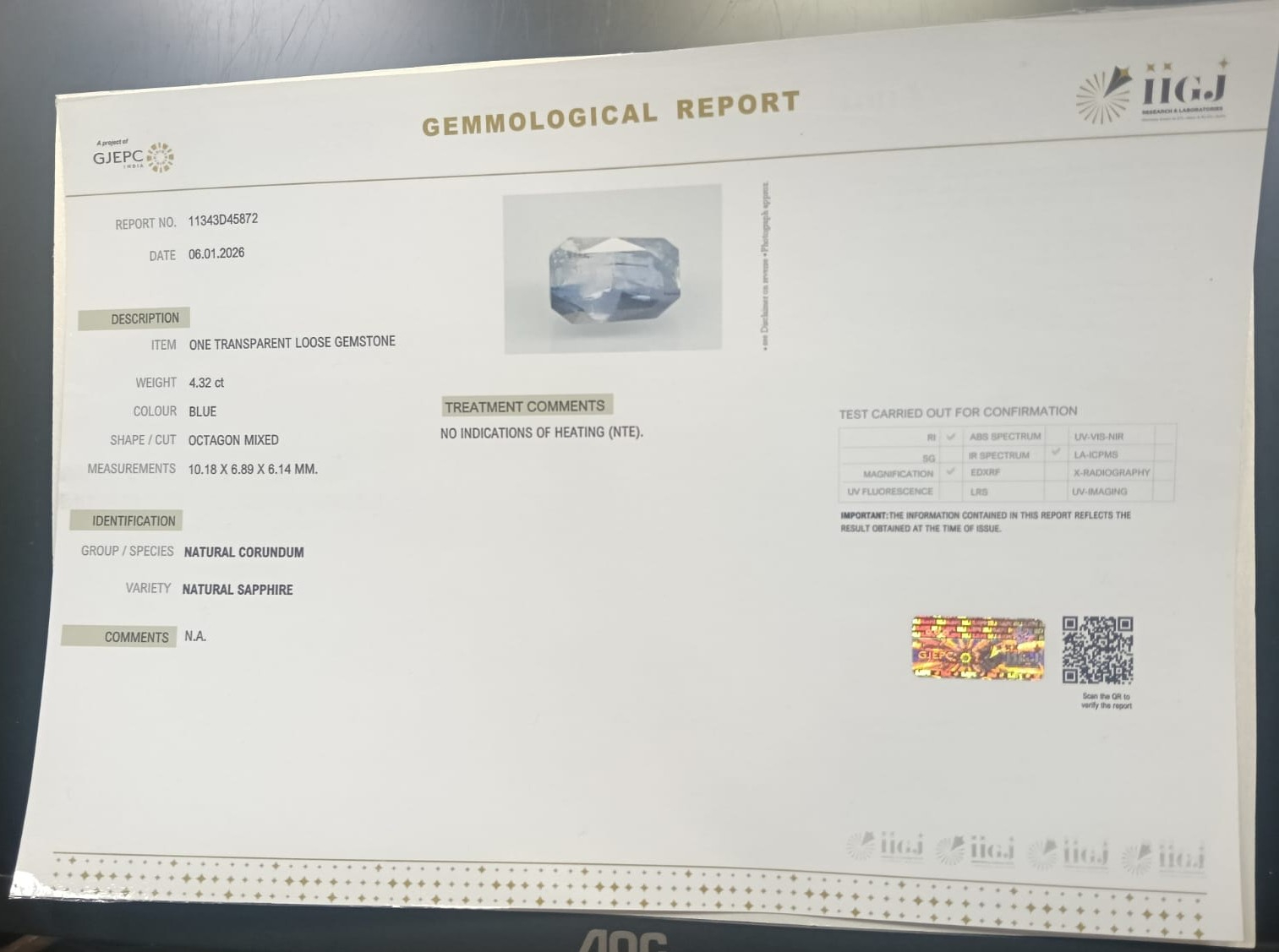 BSPG14915 2 BLUE SAPPHIRE 4.32 Ct.