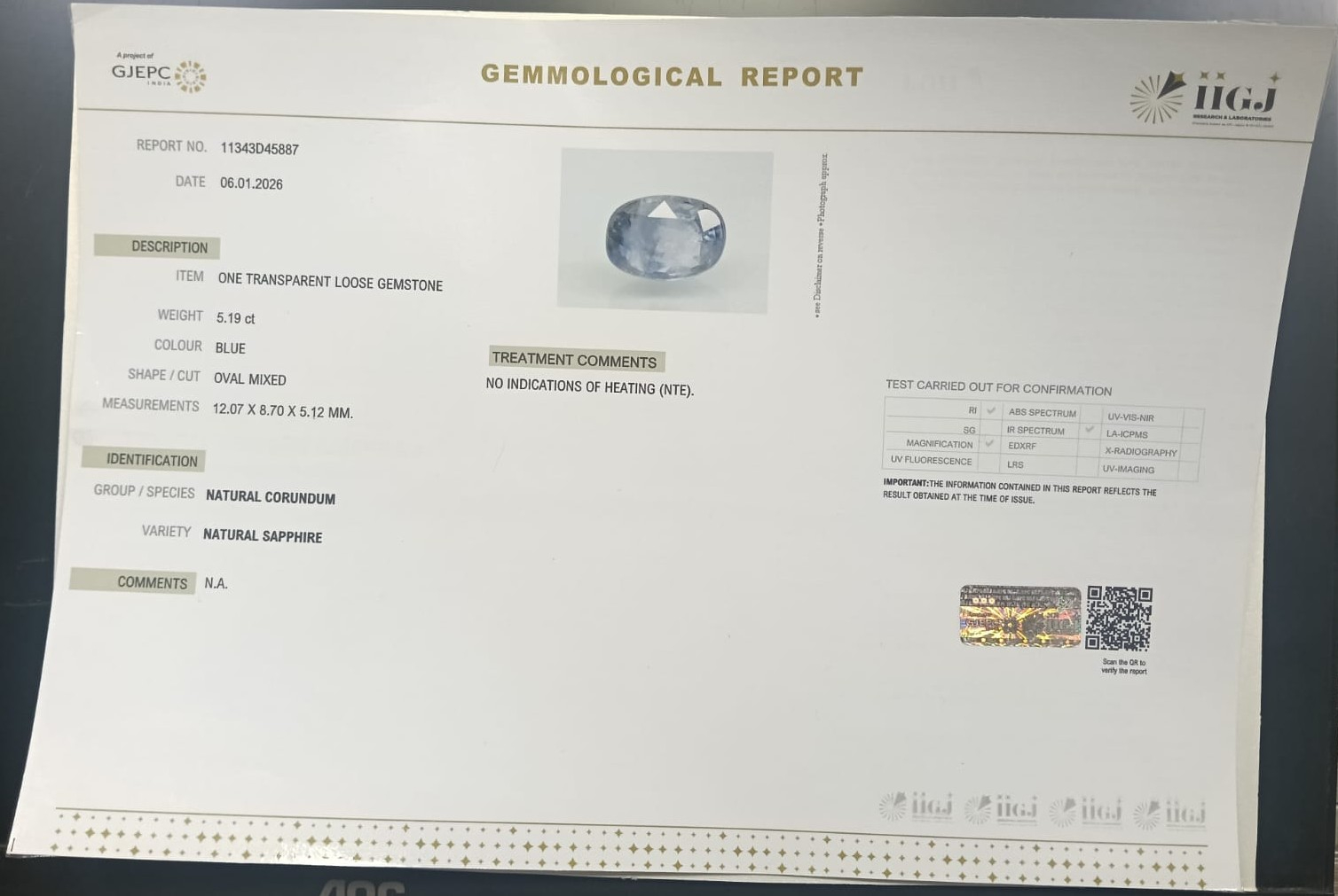 BSPG14917 2 BLUE SAPPHIRE 5.19 Ct.