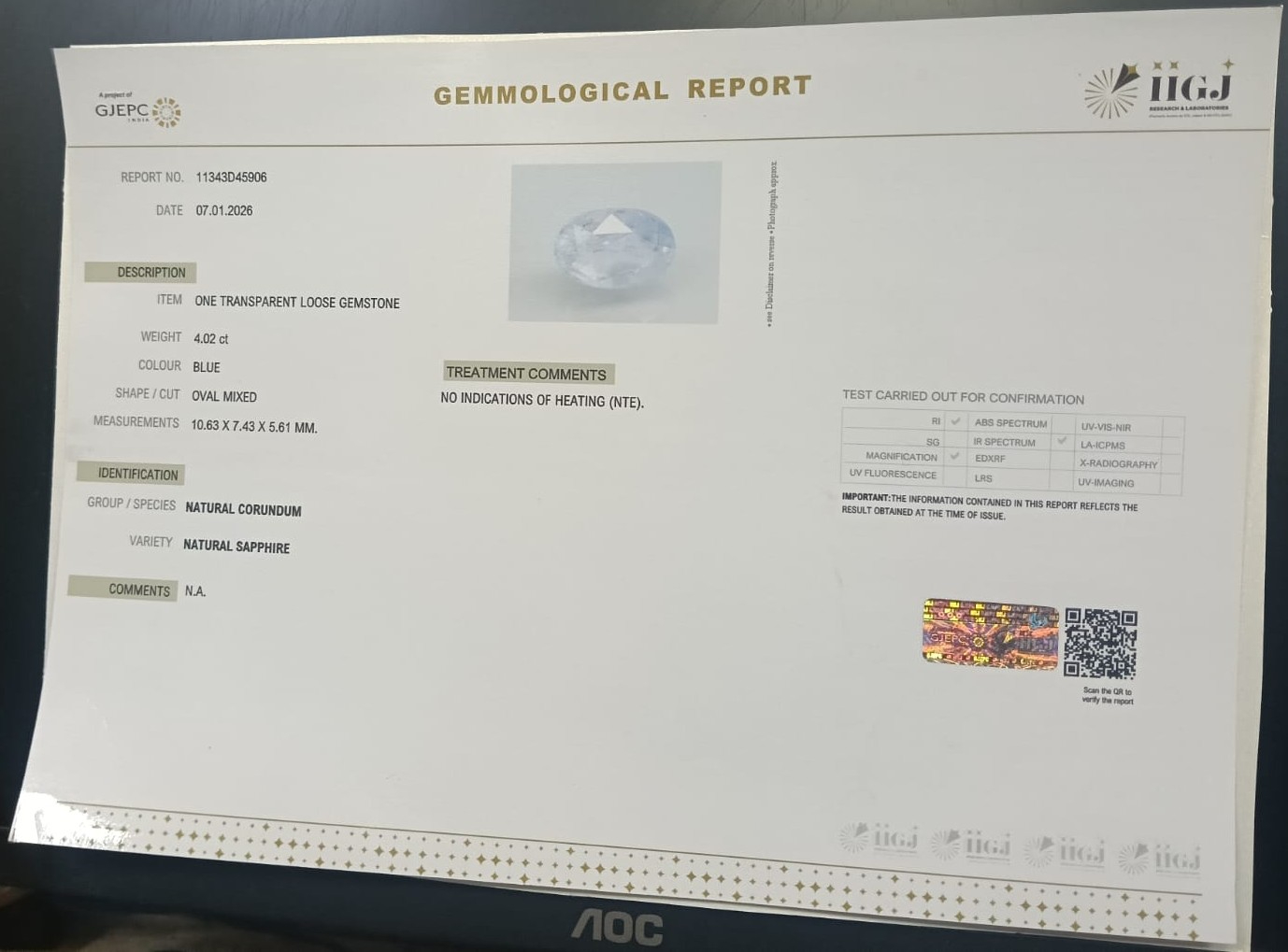 BSPG14918 2 BLUE SAPPHIRE 4.02 Ct.