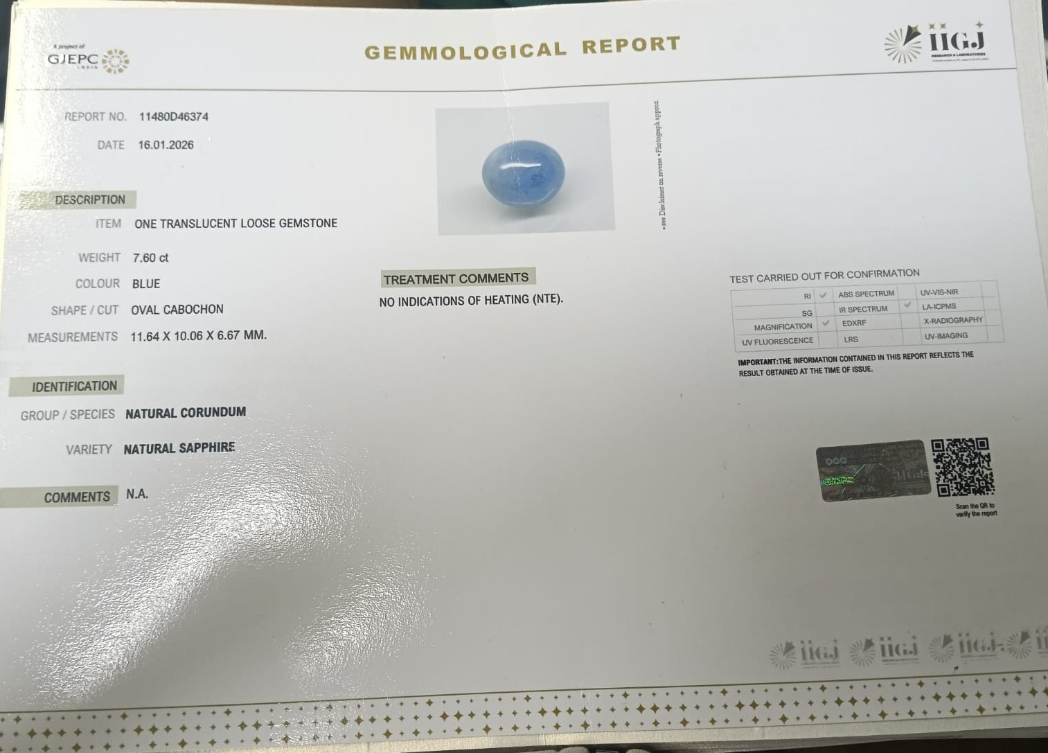 BSPG14922 2 BLUE SAPPHIRE 7.6 Ct.