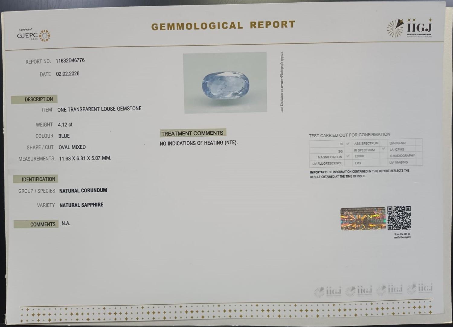 BSPG14924 2 BLUE SAPPHIRE 4.12 Ct.