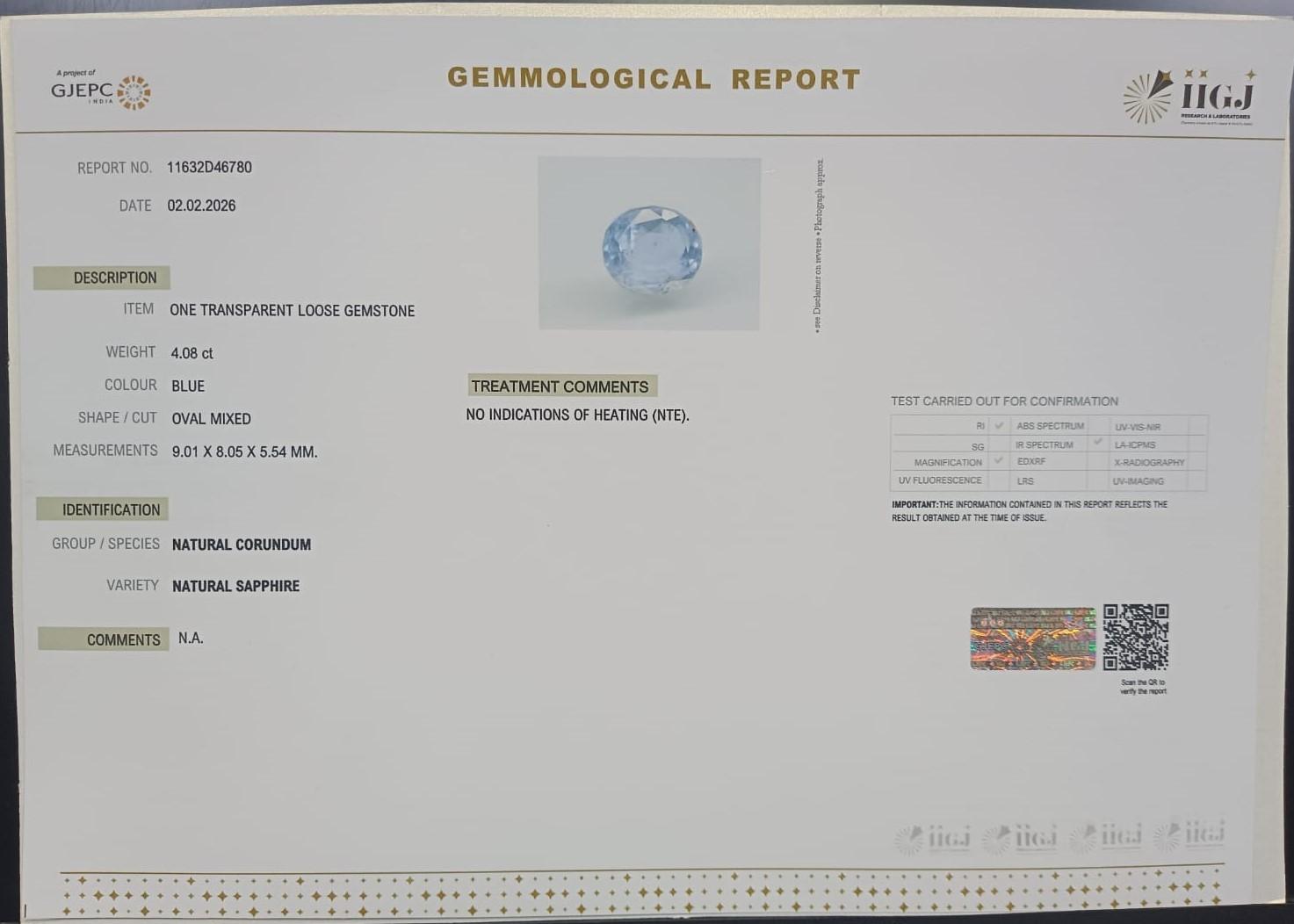 BSPG14926 2 BLUE SAPPHIRE 4.08 Ct.