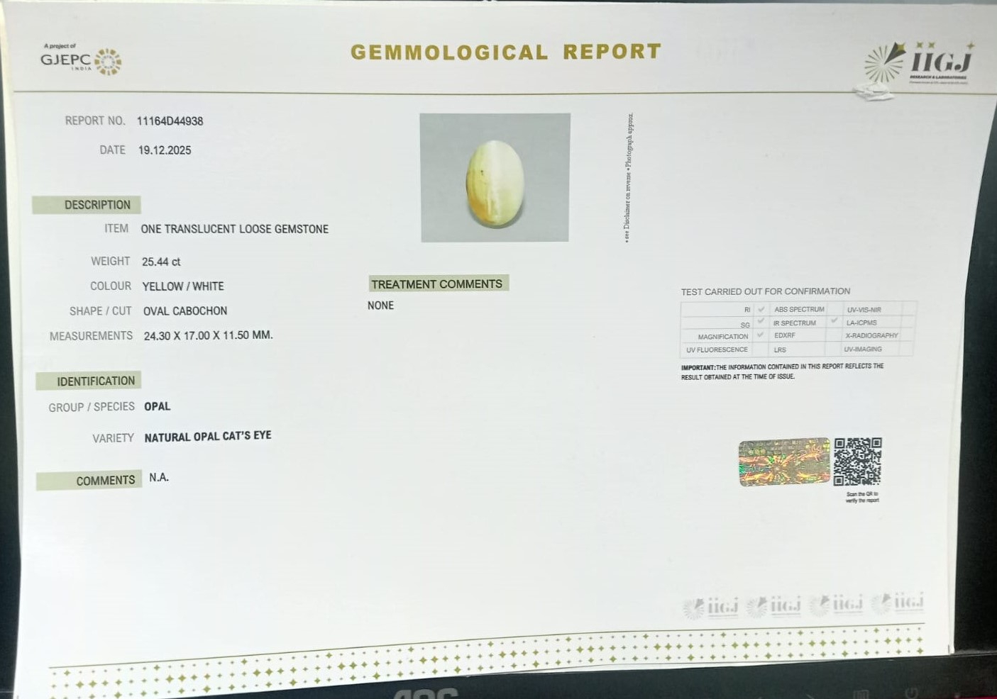 CEOPL1 2 Cats Eye Opal 25.44 Ct.