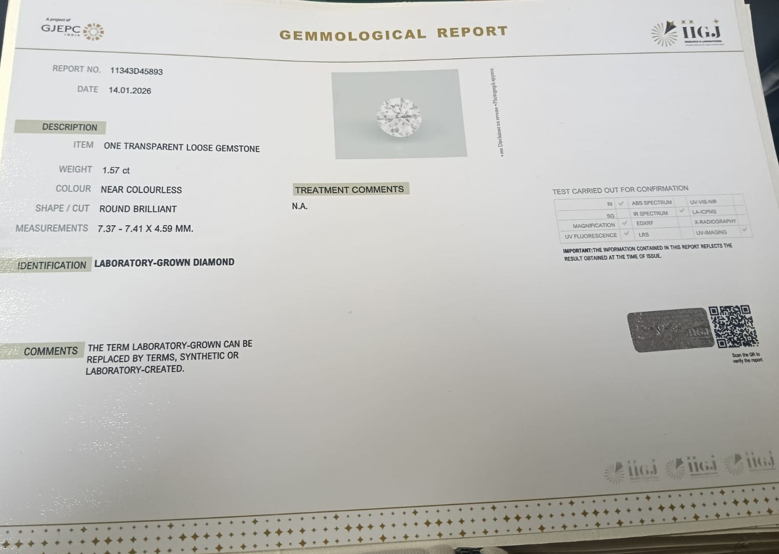 CV109 2 CVD 1.57 Ct.